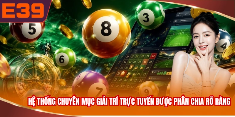 Hệ thống chuyên mục giải trí trực tuyến được phân chia rõ ràng